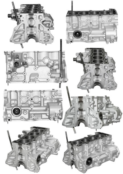 blocco cilindri del motore a benzina - engine block foto e immagini stock