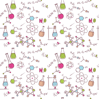 Vector illustration of Hand draw chemistry pattern