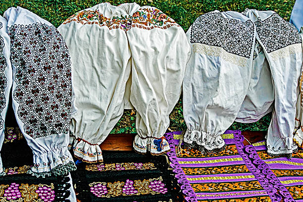 istock Traditional romanian costumes and materials embroidered 516530139