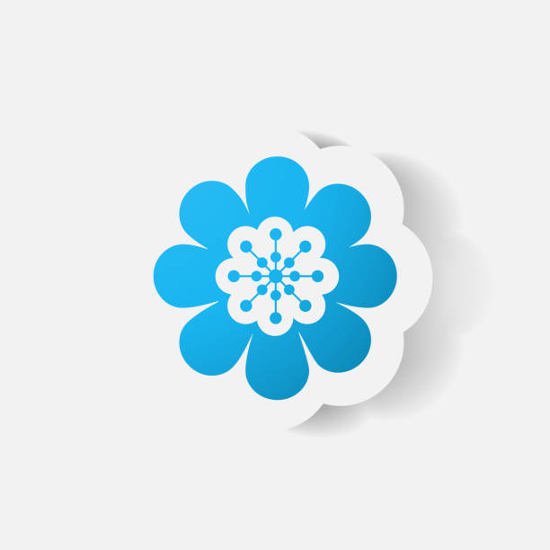 Paper clipped sticker: flower vector art illustration