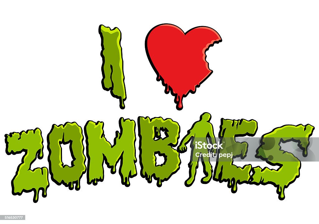 Me encanta Estremécete de miedo con zombies adhesivo - Ilustración de stock de Amor - Sentimiento libre de derechos