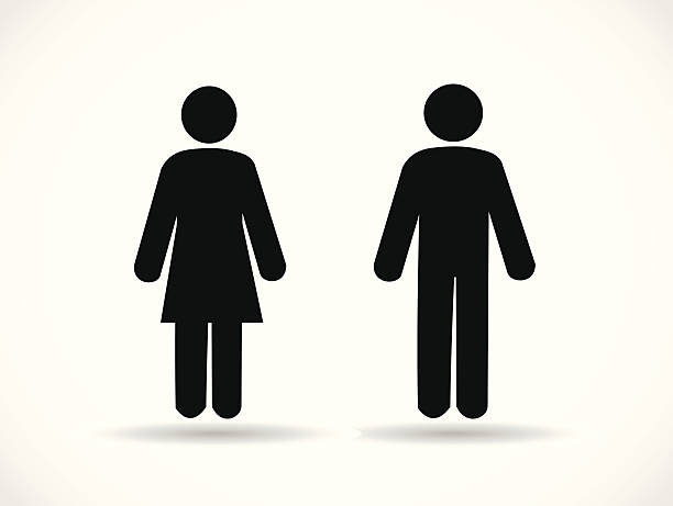 Woman and man icons Woman and man icons bathroom silhouettes stock illustrations