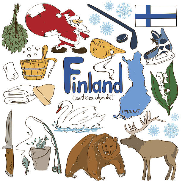 illustrations, cliparts, dessins animés et icônes de collection d'icônes de la finlande - laponie
