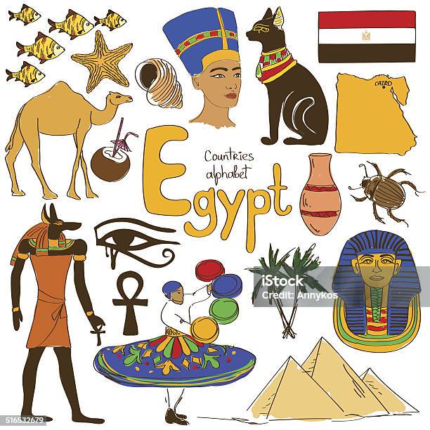 Collection Of Egypt Icons Stock Illustration - Download Image Now - Africa, Alphabet, Ancient