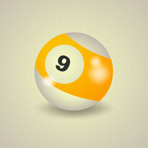 set of billiard balls, billiards, American ball number 9 vector art illustration