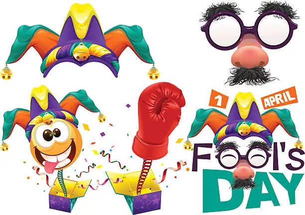 Vector illustration of April Fools Day lettering text for greeting card