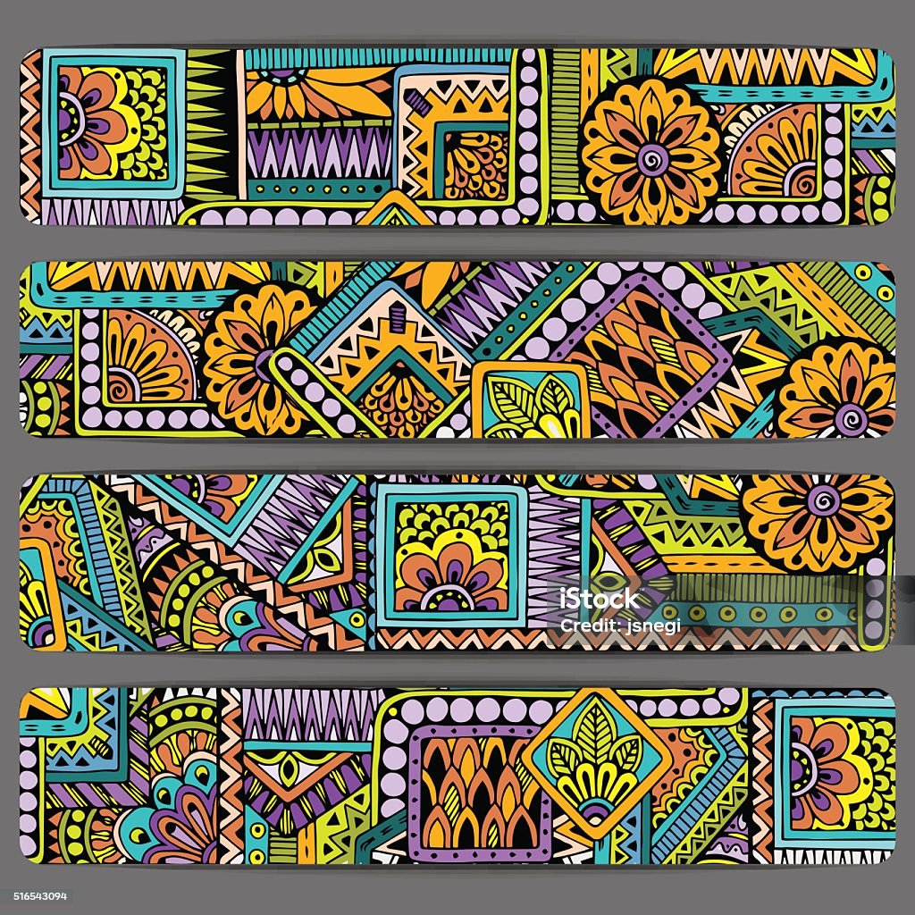 Ethnic Pattern Card Set Abstract Vector Ethnic Pattern Card Set Template Frame Design Stock ...