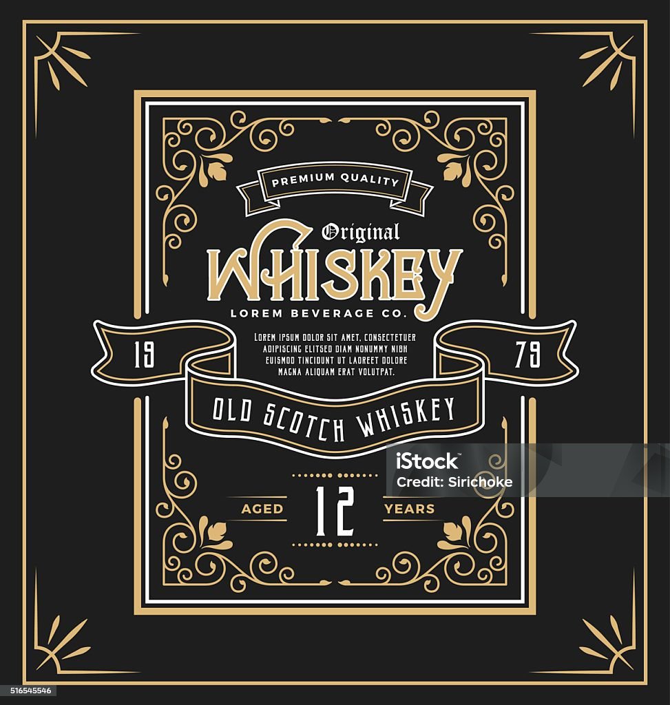 Vintage frame label for whiskey and beverage product Vintage frame label for whiskey and beverage product. You can apply this for another product such as  Beer, Wine, Shop decoration, Luxury and Elegant business too. Vector illustration Wild West stock vector