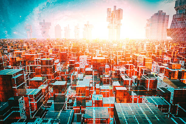 istock Dense, crowded futuristic cityscape 516547136