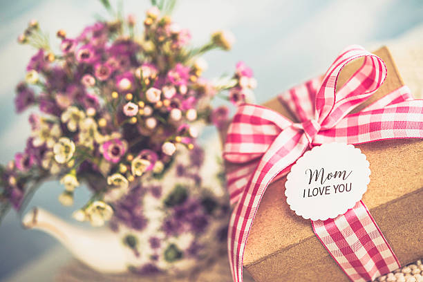 Mother's Day gift with message and flower bouquet