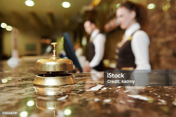 Hotel Reception With Bell Stock Photo - Download Image Now - Hotel, Hotel Reception, Concierge