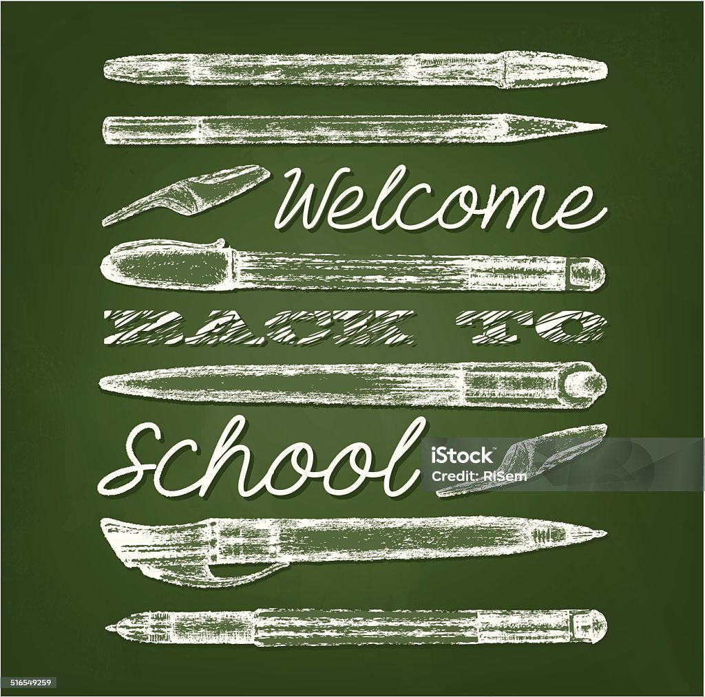 Pens and pencils. Pens and pencils. Welcome back to school. Alphabet stock vector