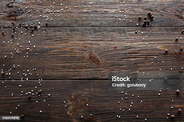 Void Wooden Background With Spices Top View Stock Photo - Download Image Now - Wood - Material, Cutting Board, Spice