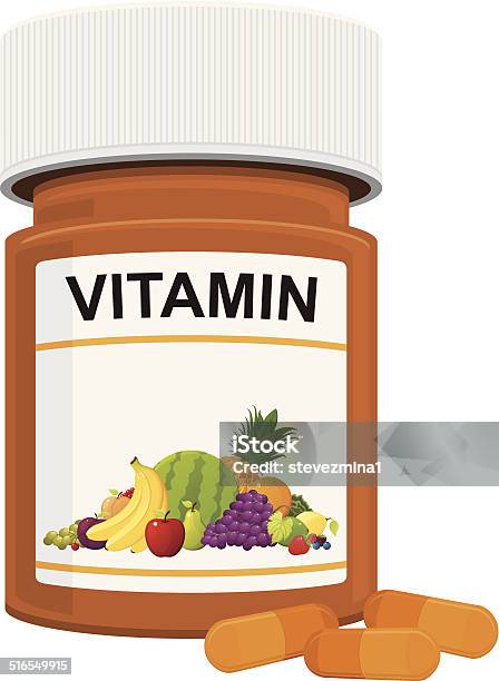 Vitamin Bottle Stock Illustration - Download Image Now - Vitamin, Illustration, Canister