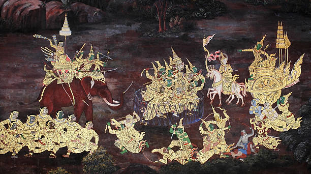istock Traditional Thai art on a wall in temple 516550045