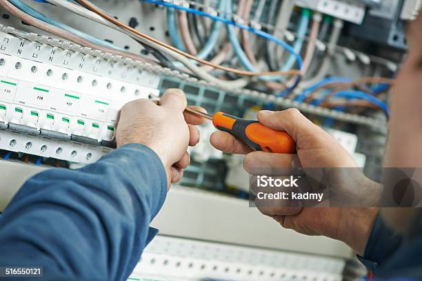 Electrician Work Stock Photo - Download Image Now - Electrician, Electricity, Power Line