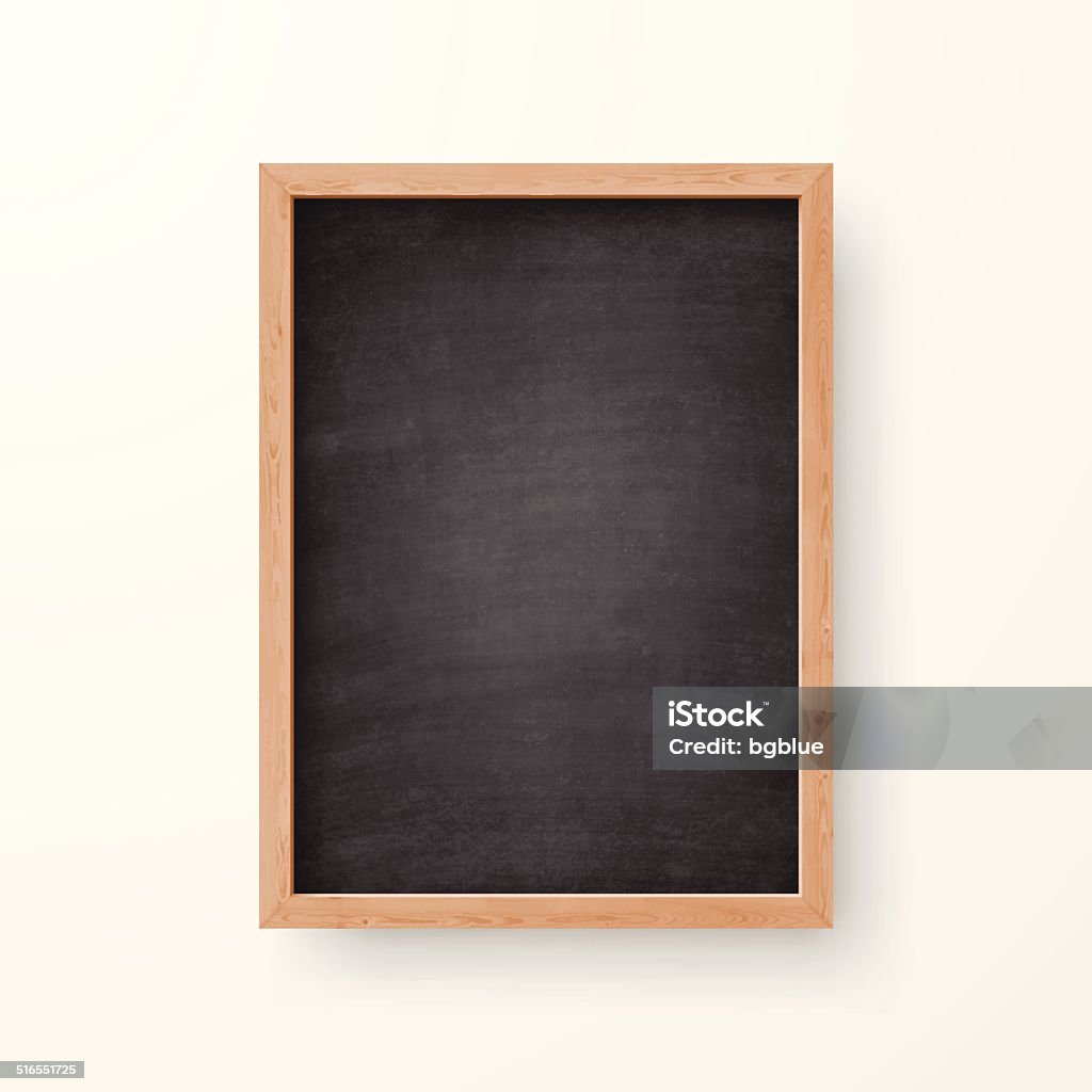 Blank Chalkboard with Wooden Frame on white Background Realistic Blank chalkboard with wooden frame isolated on white background. Chalkboard - Visual Aid stock vector