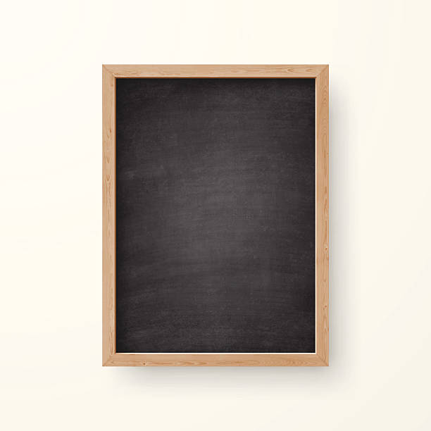 Blank Chalkboard with Wooden Frame on white Background Realistic Blank chalkboard with wooden frame isolated on white background. blackboard stock illustrations