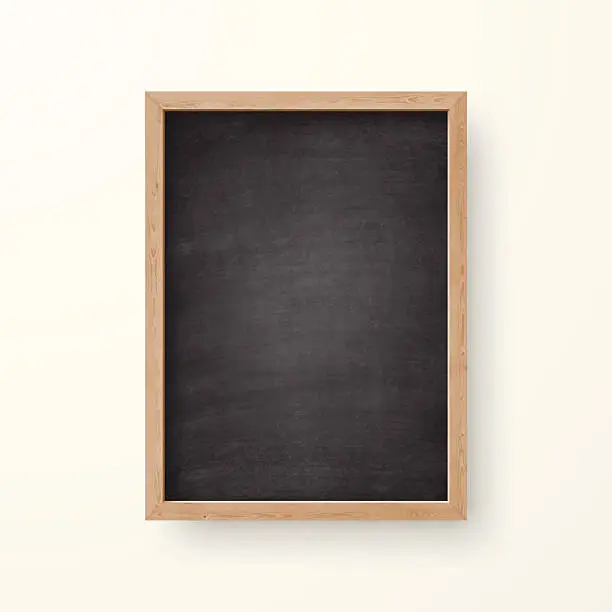 Vector illustration of Blank Chalkboard with Wooden Frame on white Background
