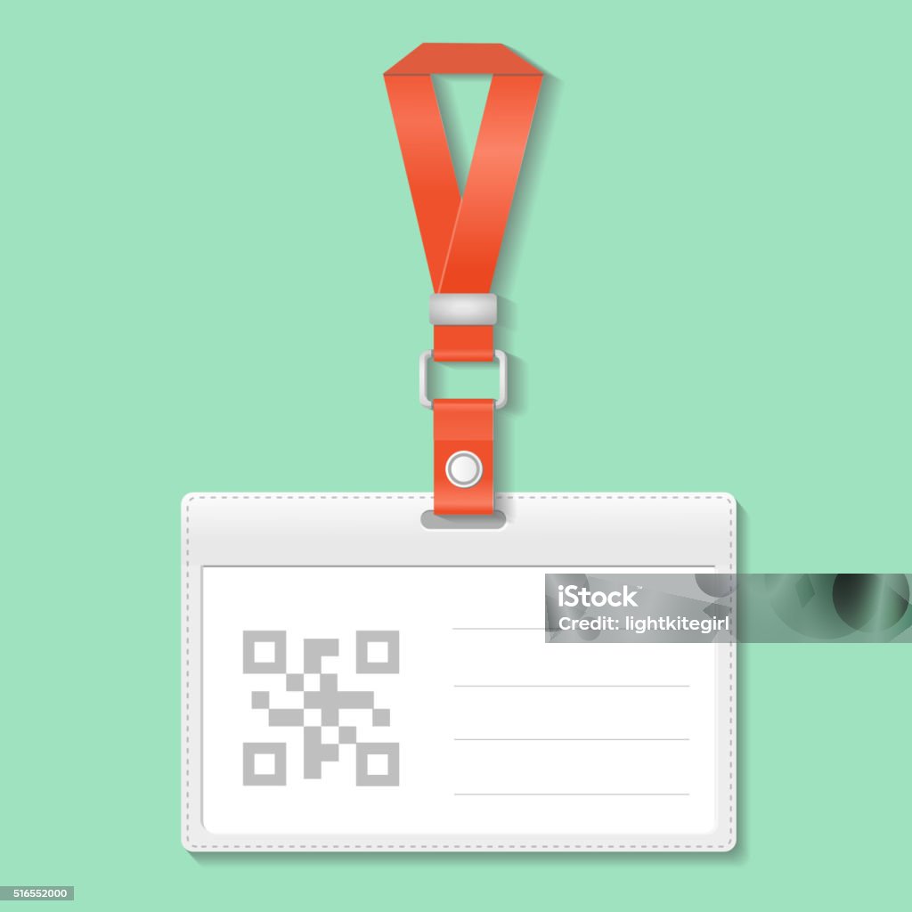 Identification Badge Card With Bar And Qr Code Scan Barcode Stock ...