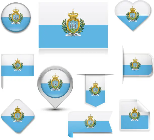 Vector illustration of San Marino Flag Collection