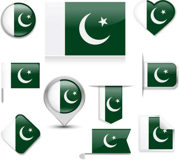 Vector illustration of Pakistan Flag Collection