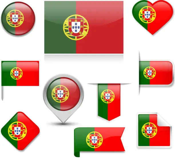 Vector illustration of Portugal Flag Collection