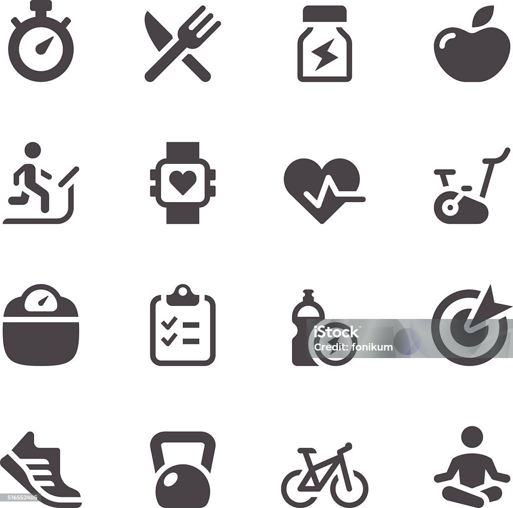 Fitness Icon Set Set of fitness simple vector icons. Easy resize. Icon Symbol stock vector