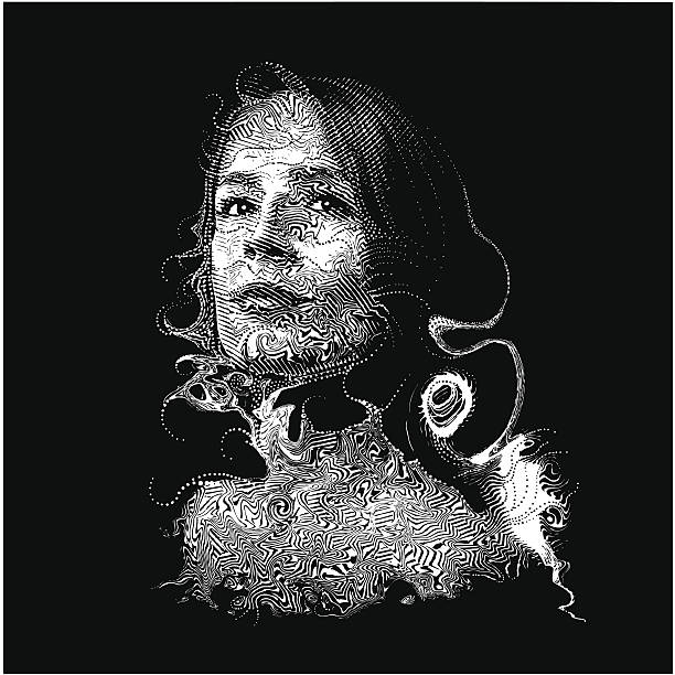 Portrait of a Psychologist Engraving portrait of a female therapist or psychologist. woman portrait black background stock illustrations