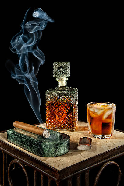 Cigar and Glass of Brandy stock photo