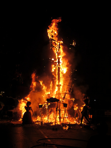 Falla of Valencia on fire on march 19 th Saint Josef night