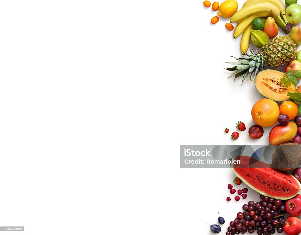 Healthy Fruits Background Stock Photo - Download Image Now - Fruit,  Vegetable, White Background - iStock
