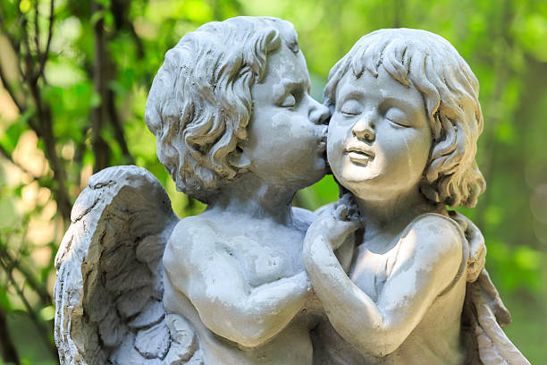 Little couple angel stock photo