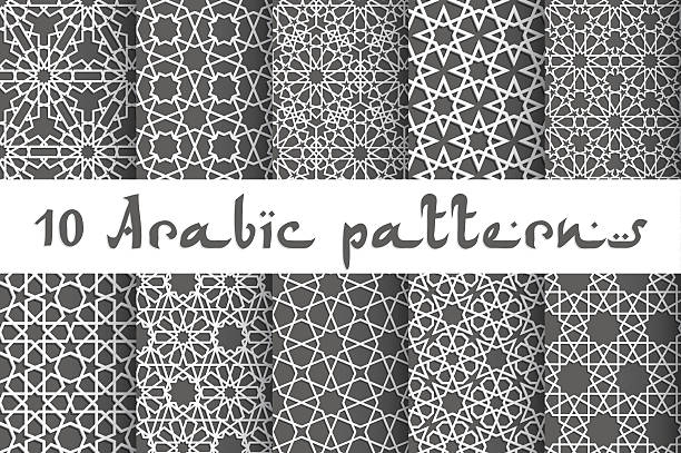 Ethnic seamless vector Ethnic islamic pattern set. Seamless vector geometric background in arabic style islam stock illustrations