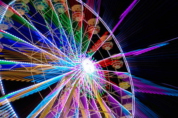 diabelski młyn rozmazanie ruchu - ferris wheel carousel rollercoaster wheel zdjęcia i obrazy z banku zdjęć