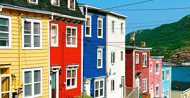 Colourful houses all in a row. Colourful houses all in a row. newfoundland island photos stock pictures, royalty-free photos & images