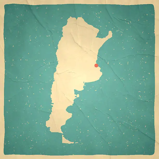 Vector illustration of Argentina Map on old paper - vintage texture