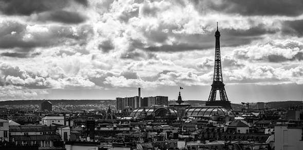 Panoramic view from Arc De Triomphe on Eiffel tower