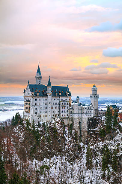 Fussen, Germany - December 26 2014: view of the Neuschwanstein Castle in winter time on December 26 2014 near Fussen Germany.