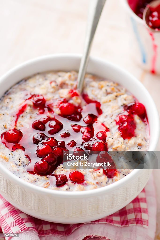 porridge with cranberry sauce Apple - Fruit Stock Photo