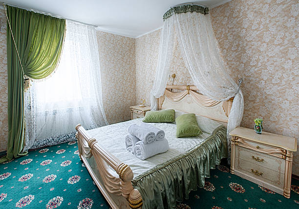 istock Vintage classic hotel bedroom interior 516603964