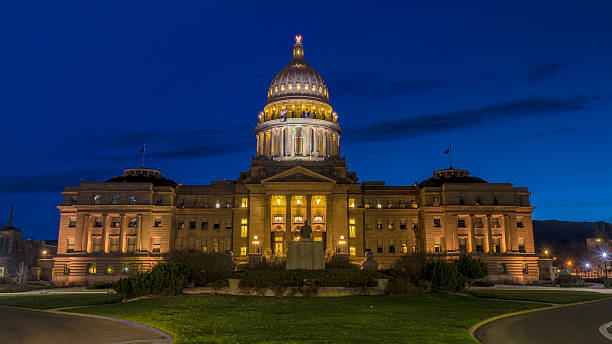 istock Capital building lit up during the blue hour 516604100