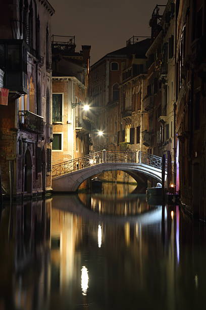 istock Venice - canal and brigde by night 516606200