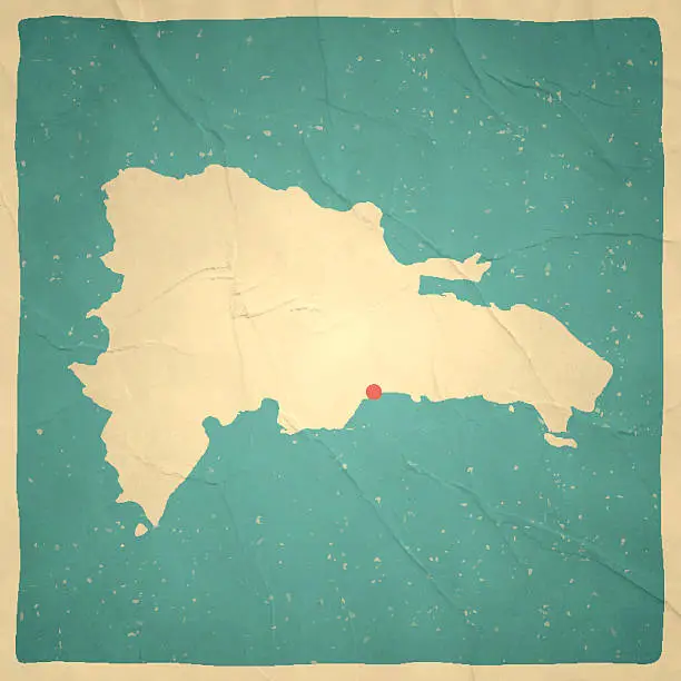 Vector illustration of Dominican Republic Map on old paper - vintage texture
