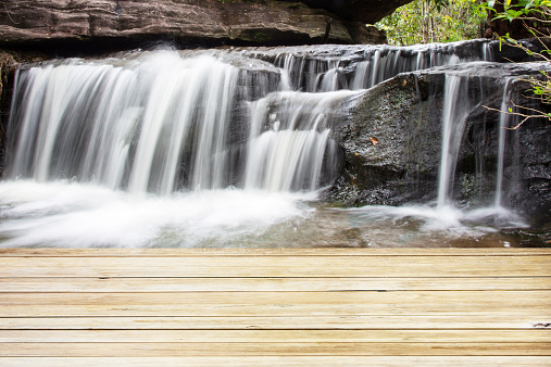 Wooden floor with waterfalls