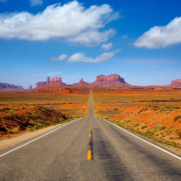 View from US 163 Scenic road to Monument Valley Park in Utah