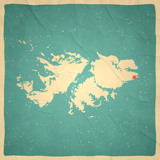 ilustraciones, imágenes clip art, dibujos animados e iconos de stock de islas malvinas mapa antiguo con textura de papel vintage - islas malvinas