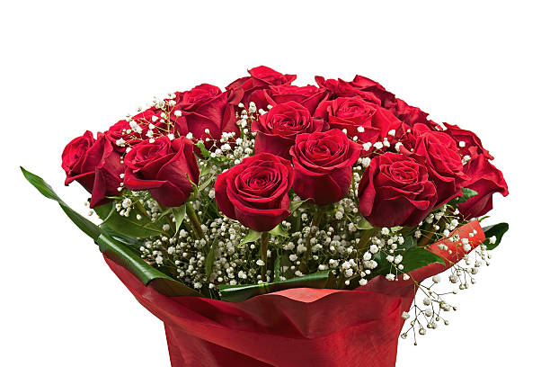 istock Flower bouquet from red roses isolated on white background. 516621811
