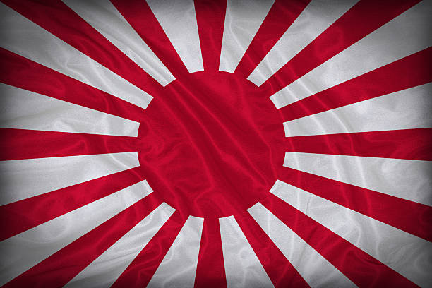 istock Imperial Japanes Army flag pattern on the fabric texture 516621969