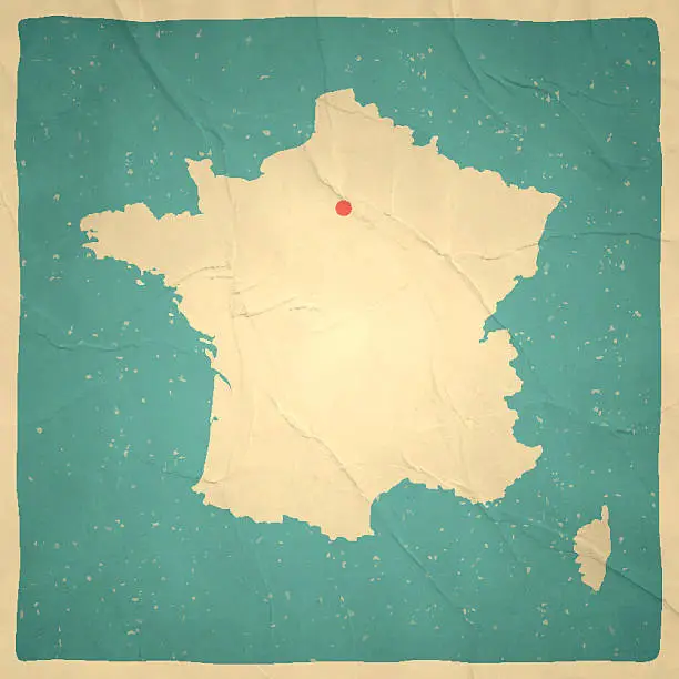 Vector illustration of France Map on old paper - vintage texture